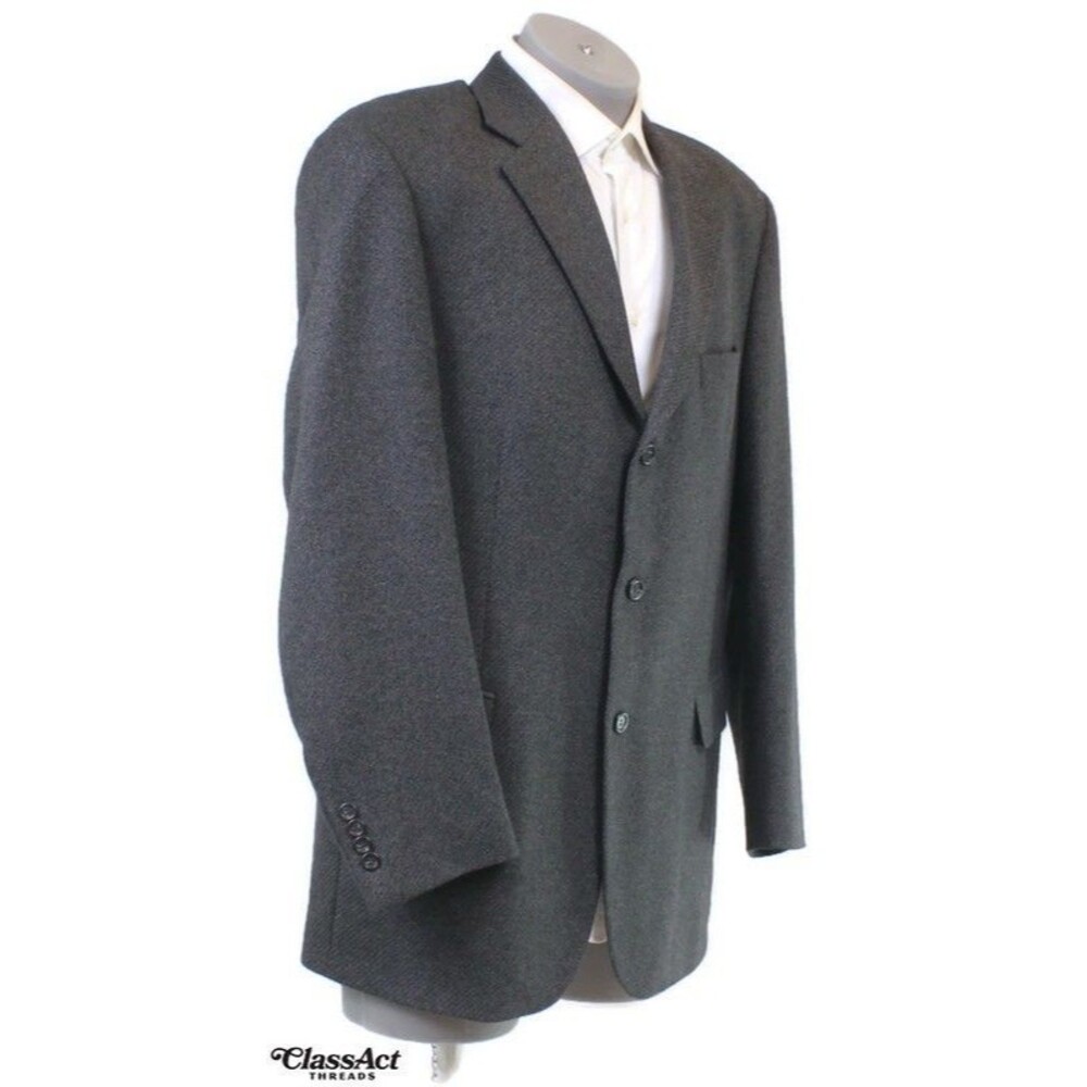 Pronto Uomo Firenze Men's Charcoal Gray Wool 3-Button Sport Coat Blazer 44L
